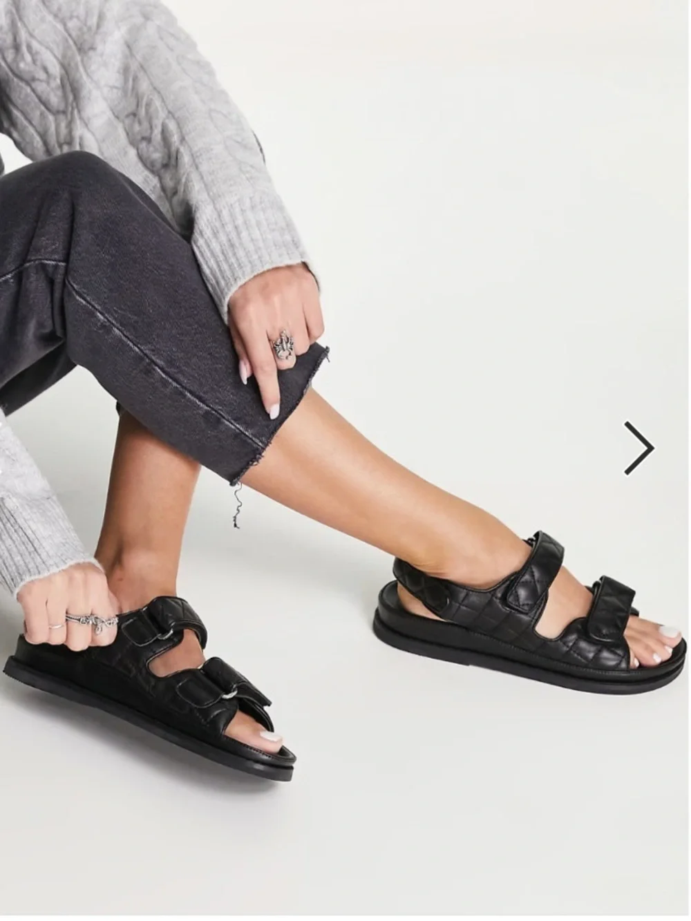 Tony Bianco Hiranni grandad sandals in black leather Size 39